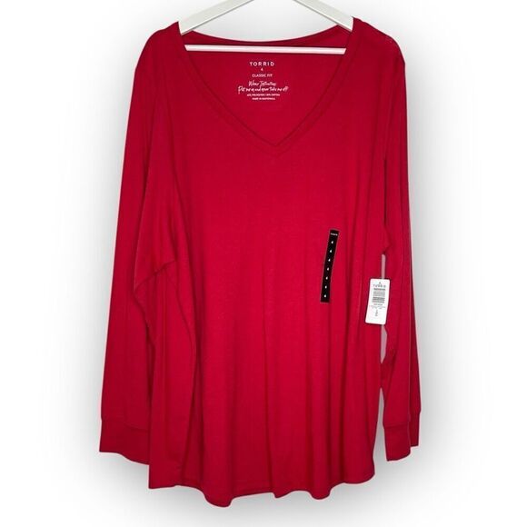 Torrid Red Girlfriend Signature Vneck Long Slv Tee Shirt Womens Plus Size 4X NWT - Picture 2 of 10